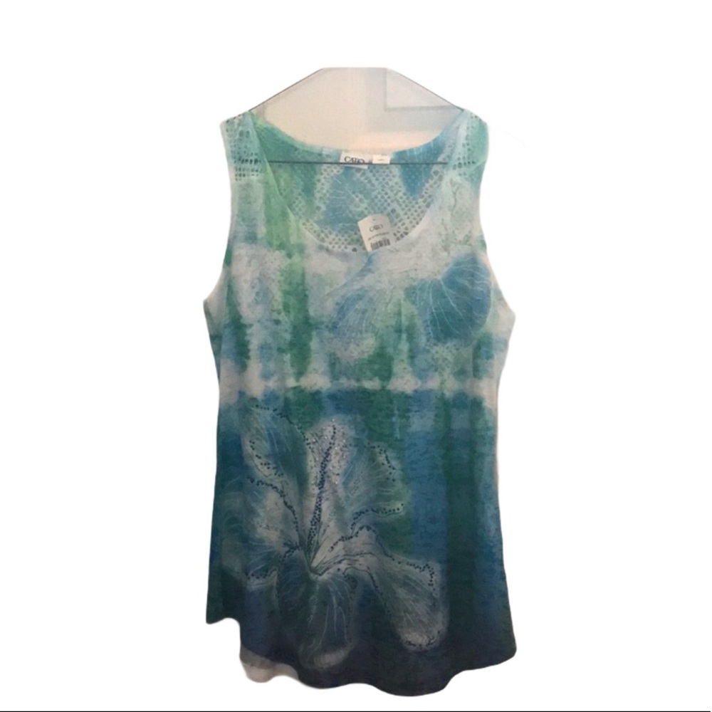 Blue, Green, and White Tank Top